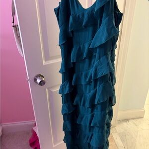 Lulu's Teal Layered Midi Dress